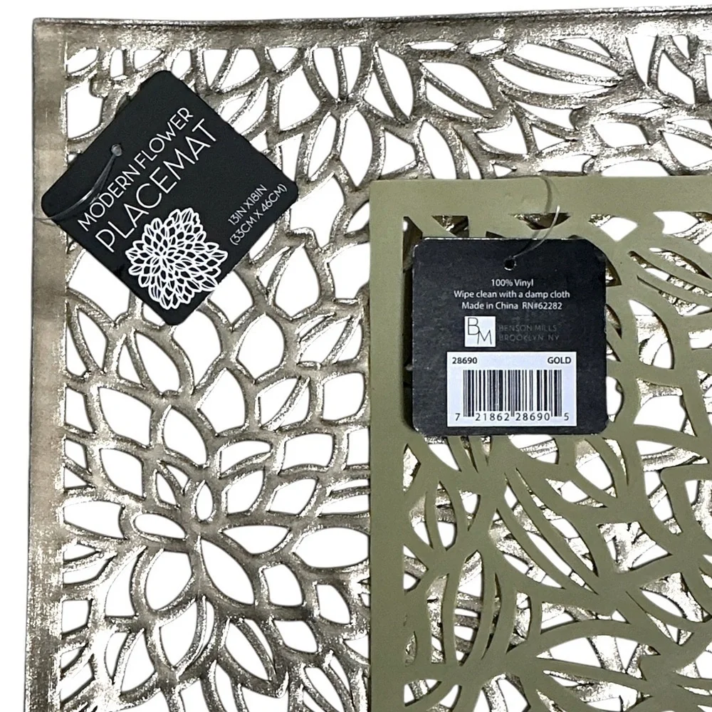 Gold Placemats Laser Cut Elegant Everyday Special Occasion Holiday Elegant 4 PC